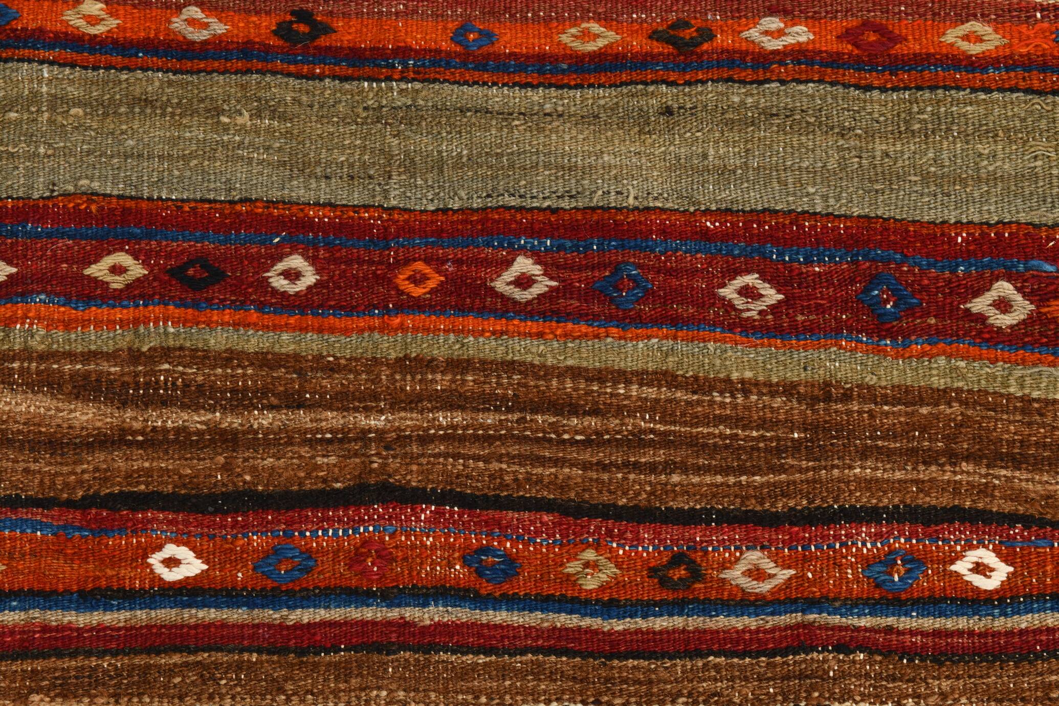 Red & Brown Pinstriped Style Vintage Kilim Rug, 142x182Cm