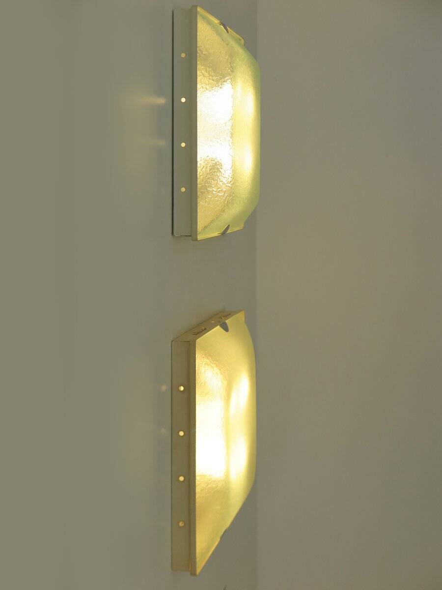 Vintage Italian Metal and Glass Sconces from Fontana Arte, 1960s, Set of 2
