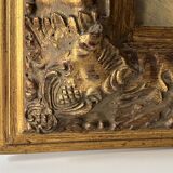 Large oil on panel of a Breton landscape 1950, antique painting signed.