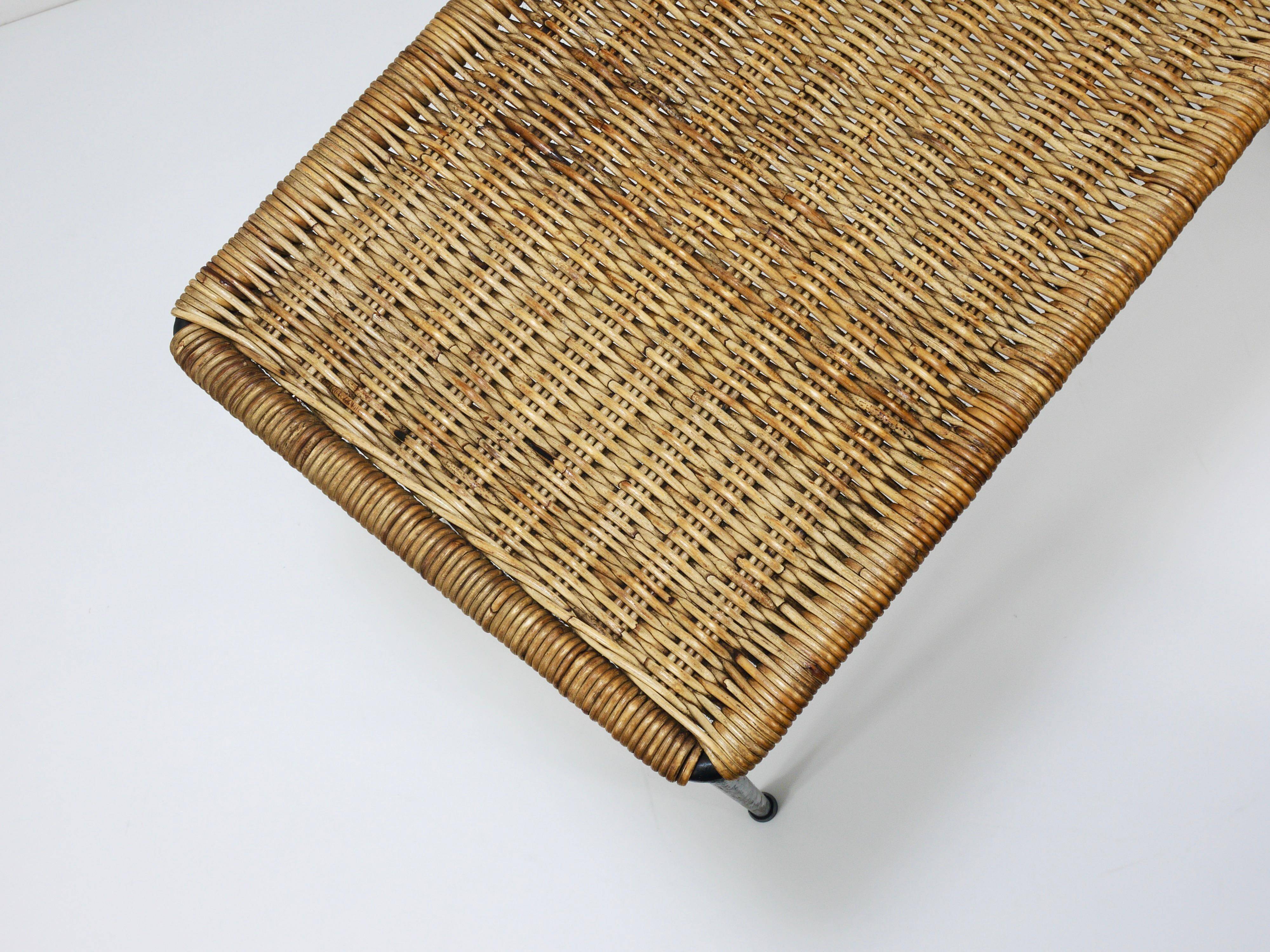 Long side table by Carl Aubock, flower bench, rattan, wicker, Austria, 1950s