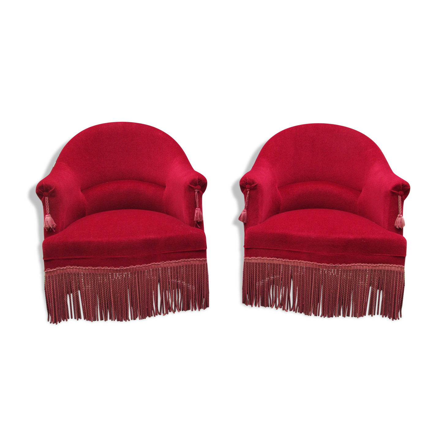 Pair of burgundy red toad chairs