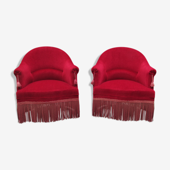 Pair of burgundy red toad chairs