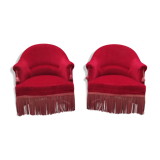 Pair of burgundy red toad chairs