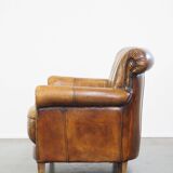 Vintage sheep leather 2 seater sofa with patina