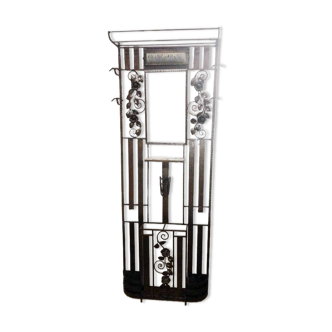 Art deco coat rack. wrought and hammered iron. rose decor