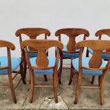 Set of 6 directoire style velvet chairs