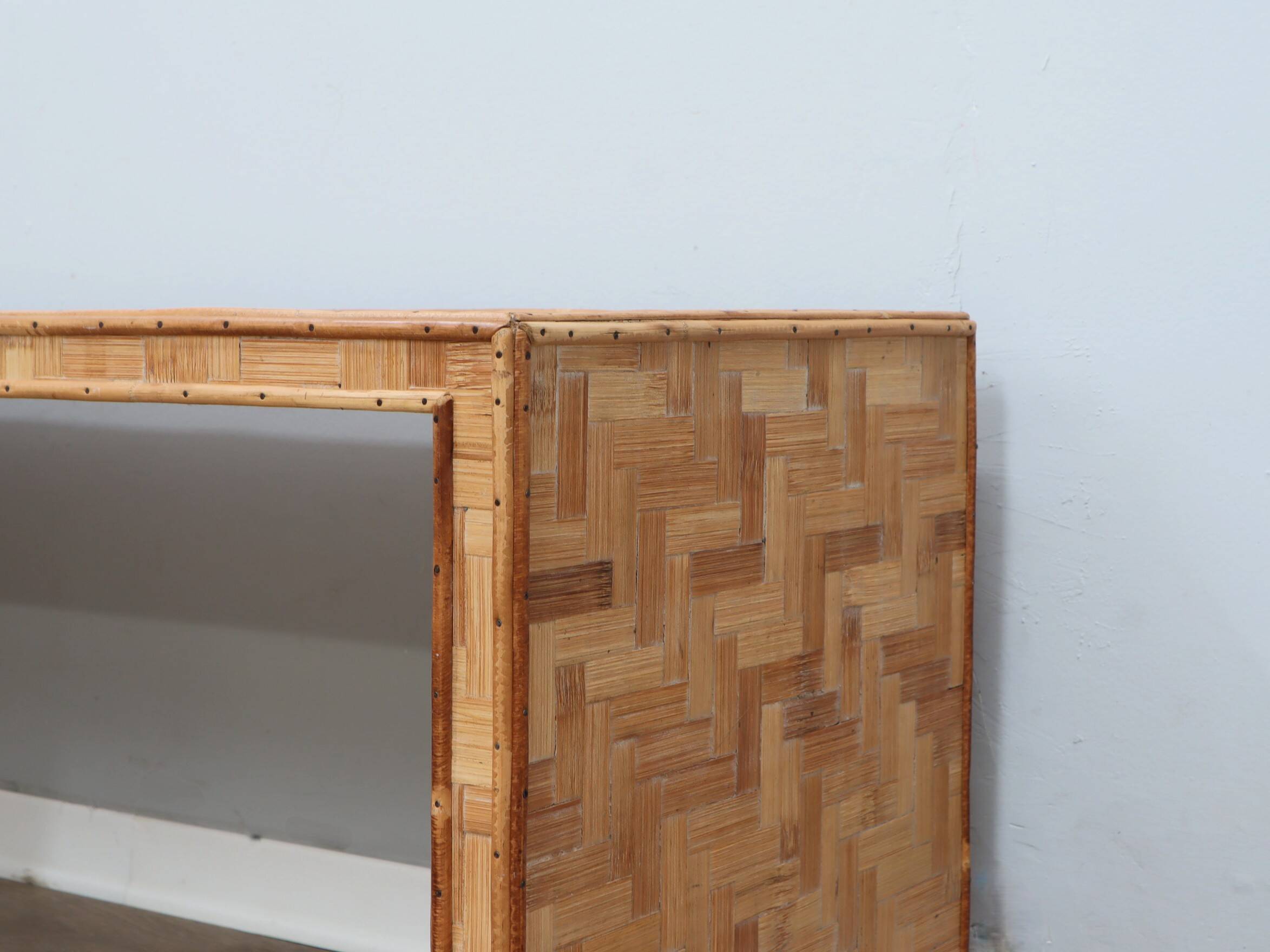 1970s minimalist bamboo & rattan bench by Vivai del Sud
