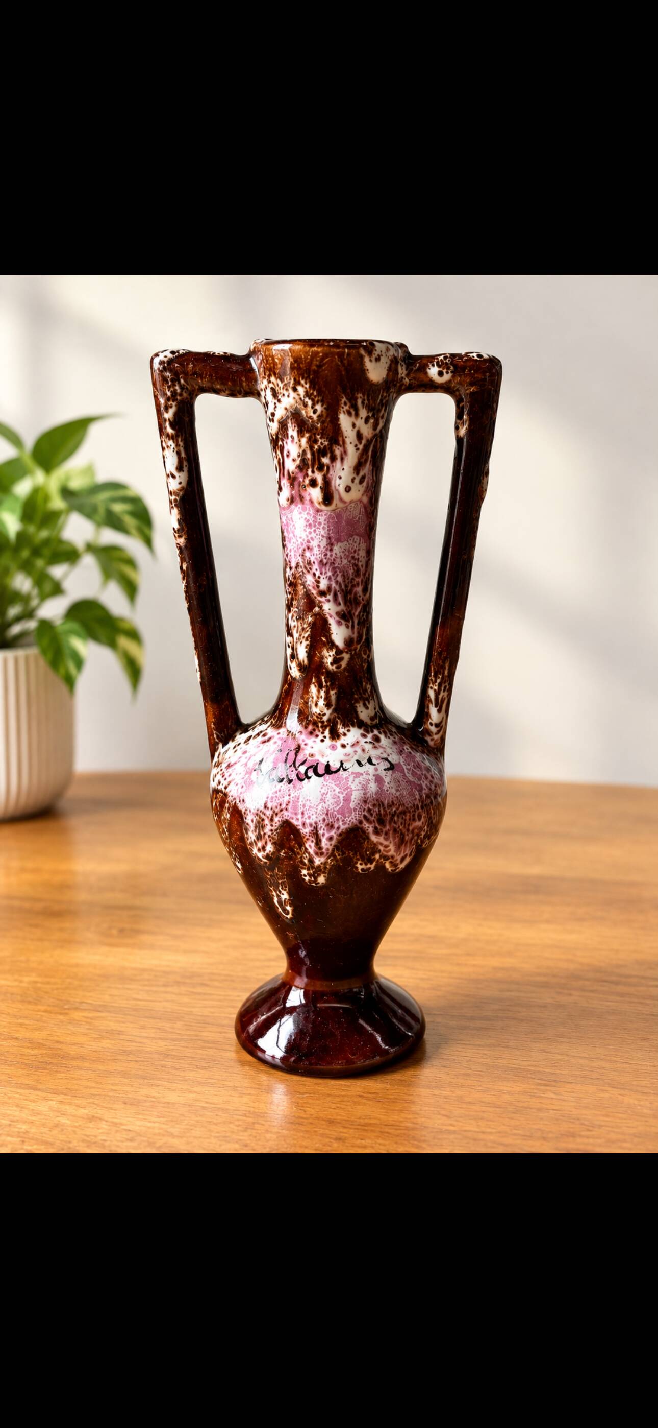 Vintage Vallauris vase in glazed ceramic