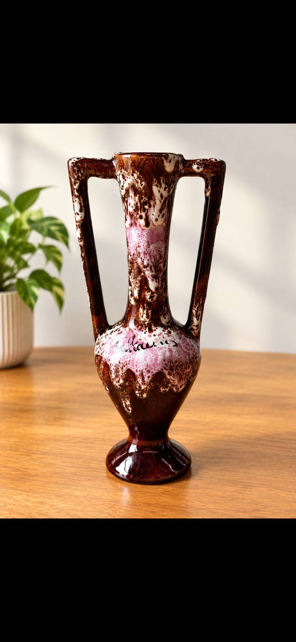 Vintage Vallauris vase in glazed ceramic