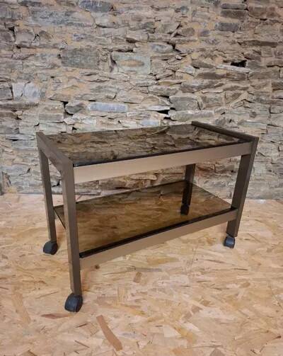 Title: "Chic" Trolley - Brushed Steel & Smoked Glass - Style G