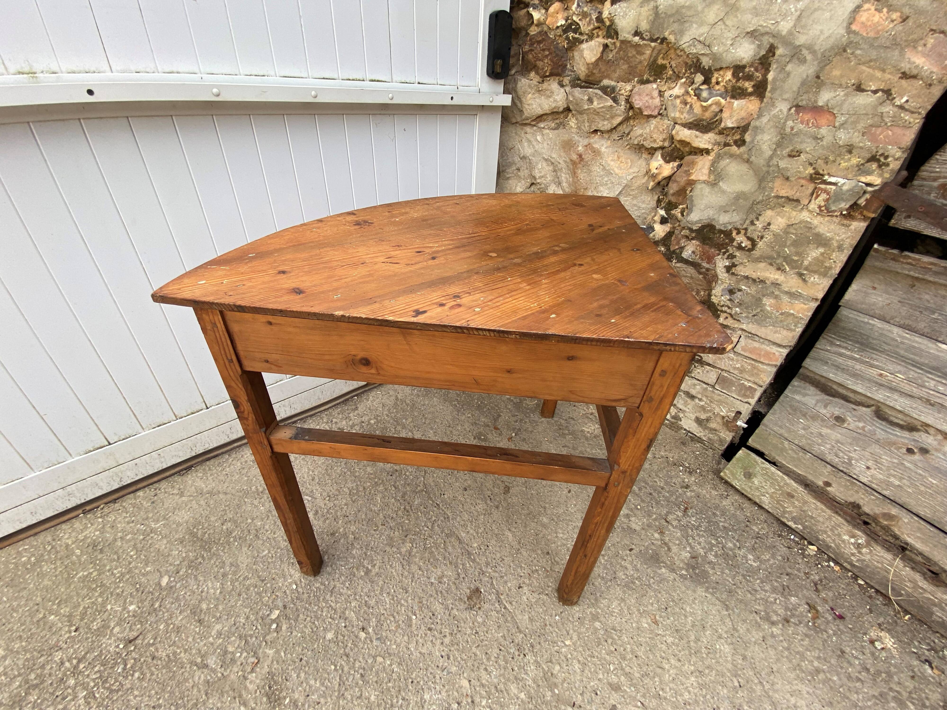 Solid wood corner desk table with 1 drawer