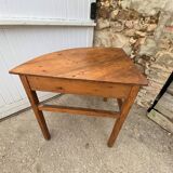 Table bureau d’angle coin en bois massif avec 1 tiroir