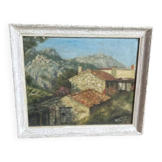 Ancient tableau of a southern landscape, oil painting on wood panel – 31 x 26 cm