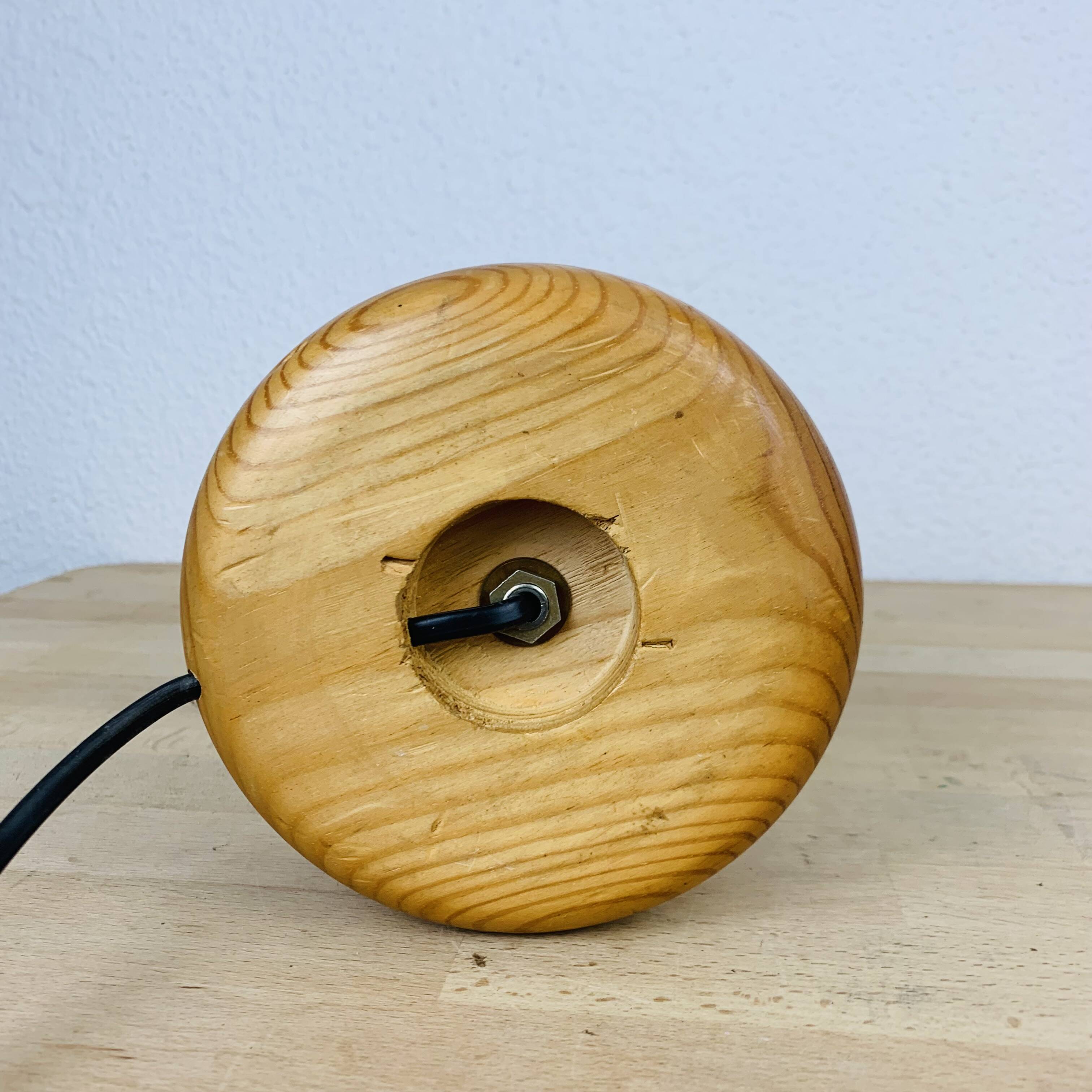 Opaline globe pine lamp from the 60s