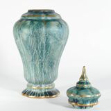 Art Deco Green Lustre Glaze Lidded Vase by Josef Ekberg Gustavsberg, 1920's