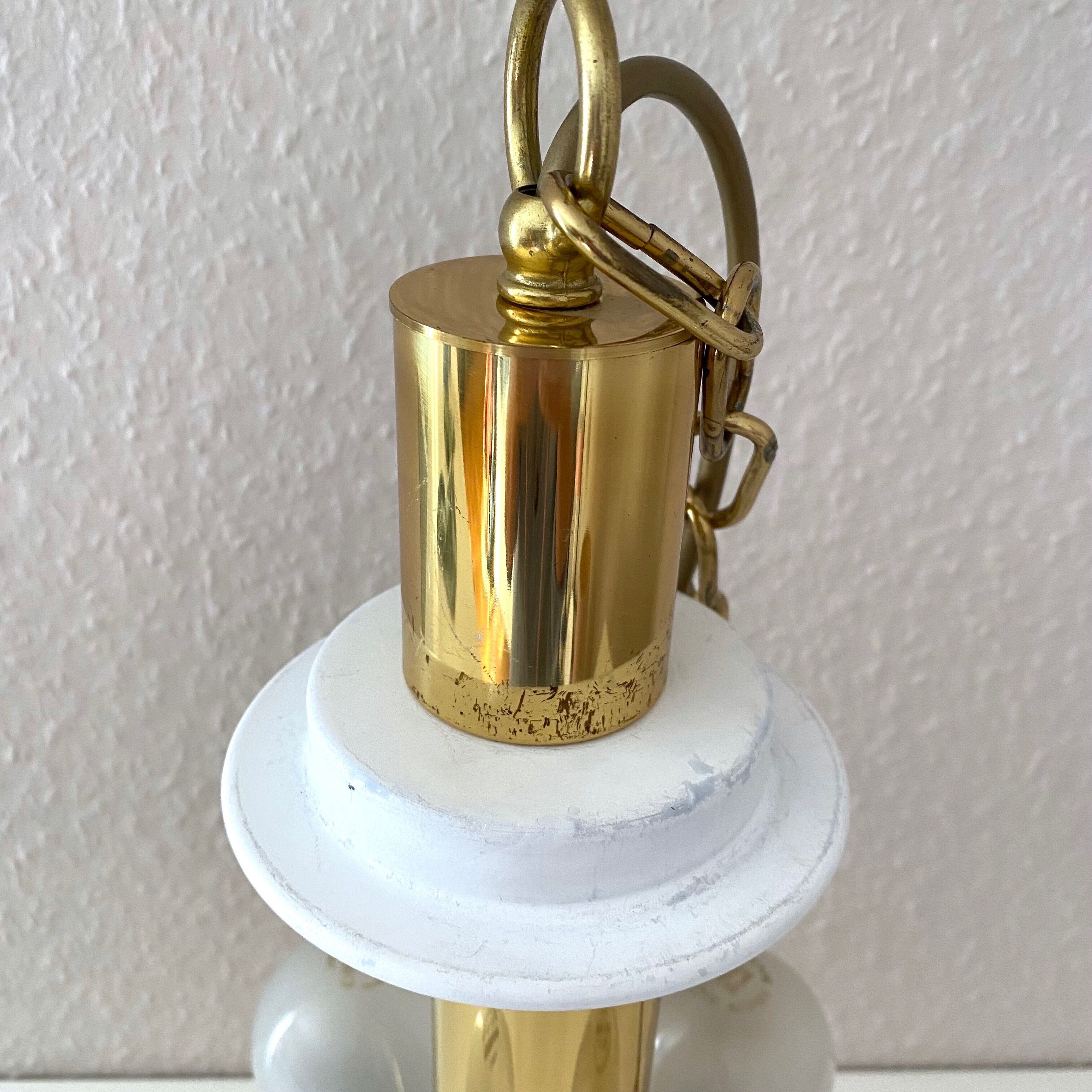 Hanging lamp wkr leuchten, brass chandelier, vintage interior.