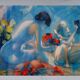 Jean-Baptiste Valadié: Blue Breeze, Mother and Daughter, original signed lithograph