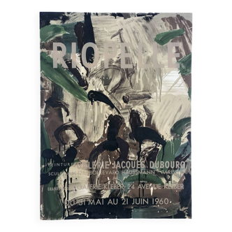 Jean-paul riopelle, galeries jacques dubourg & kléber, 1960. affiche originale en lithographie