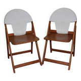 Designer folding chairs in wood and fabric