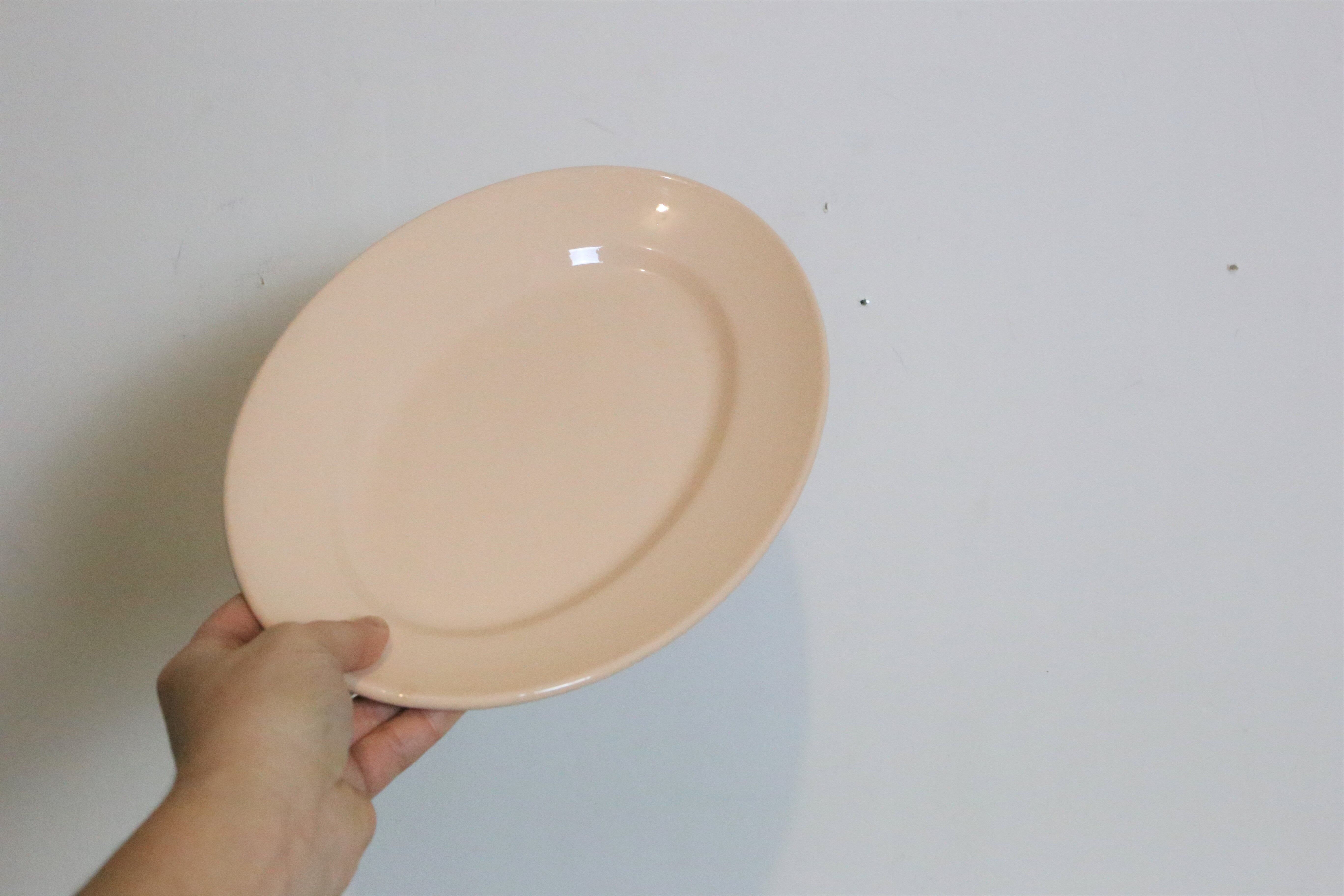 Oval dish in pink ceramic, art deco, 1930, digoin, french manufacture