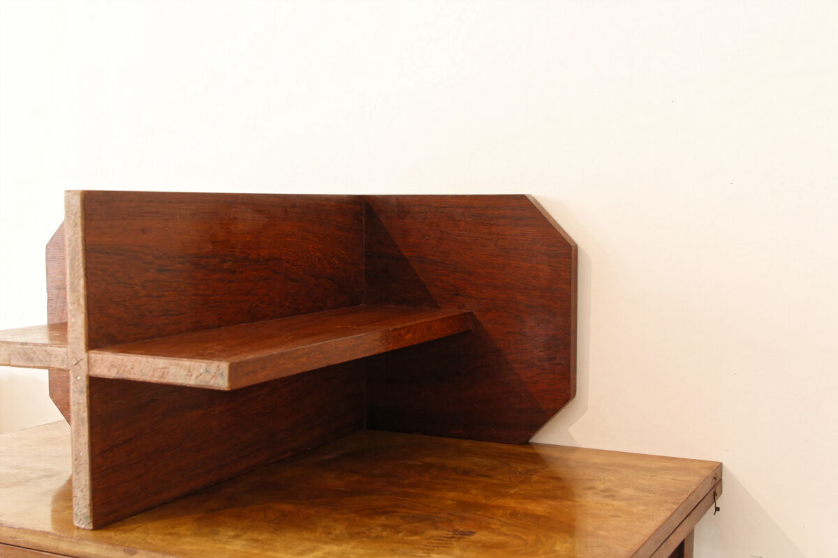 Brutalist sofa end, mahogany veneer
