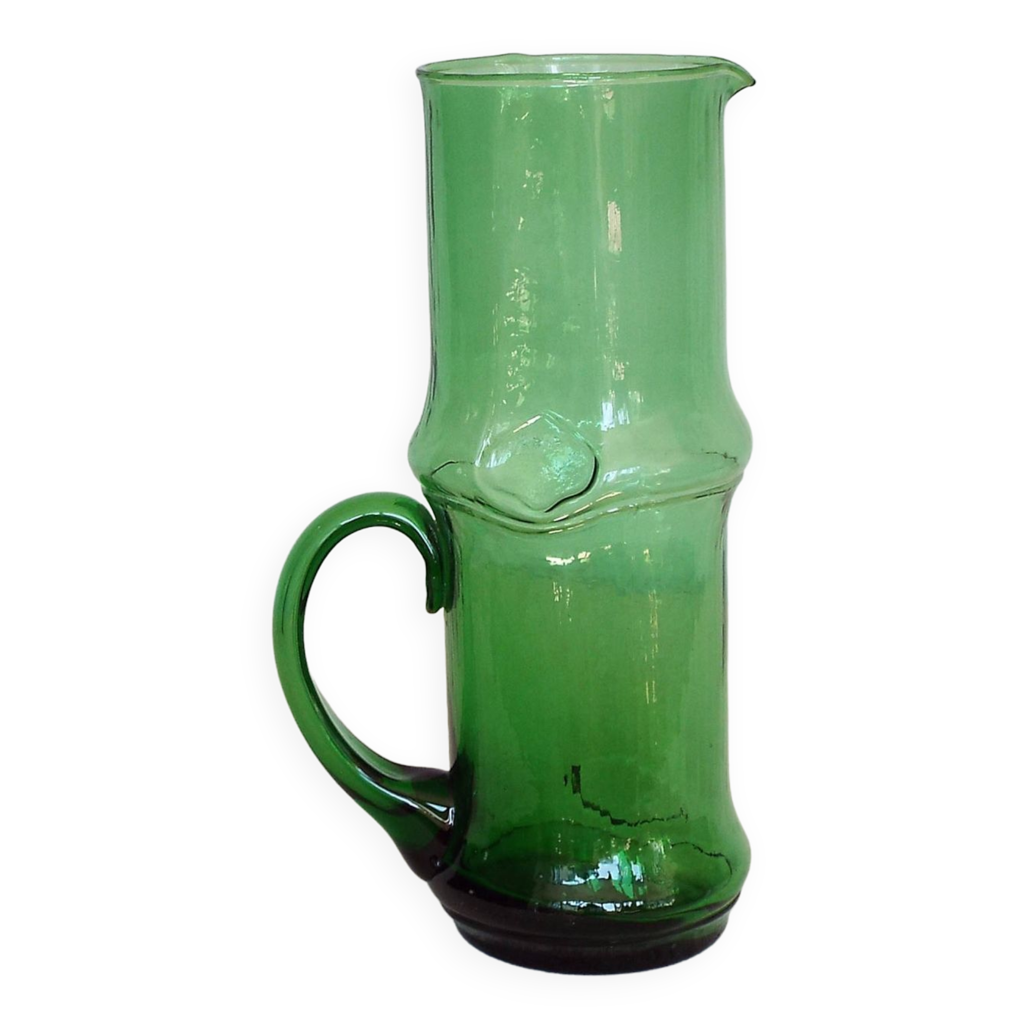 Green glass pitcher