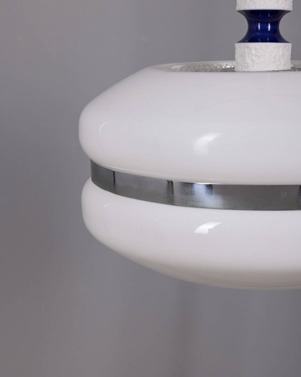 Vintage 1970s white plastic chandelier, Italian design
