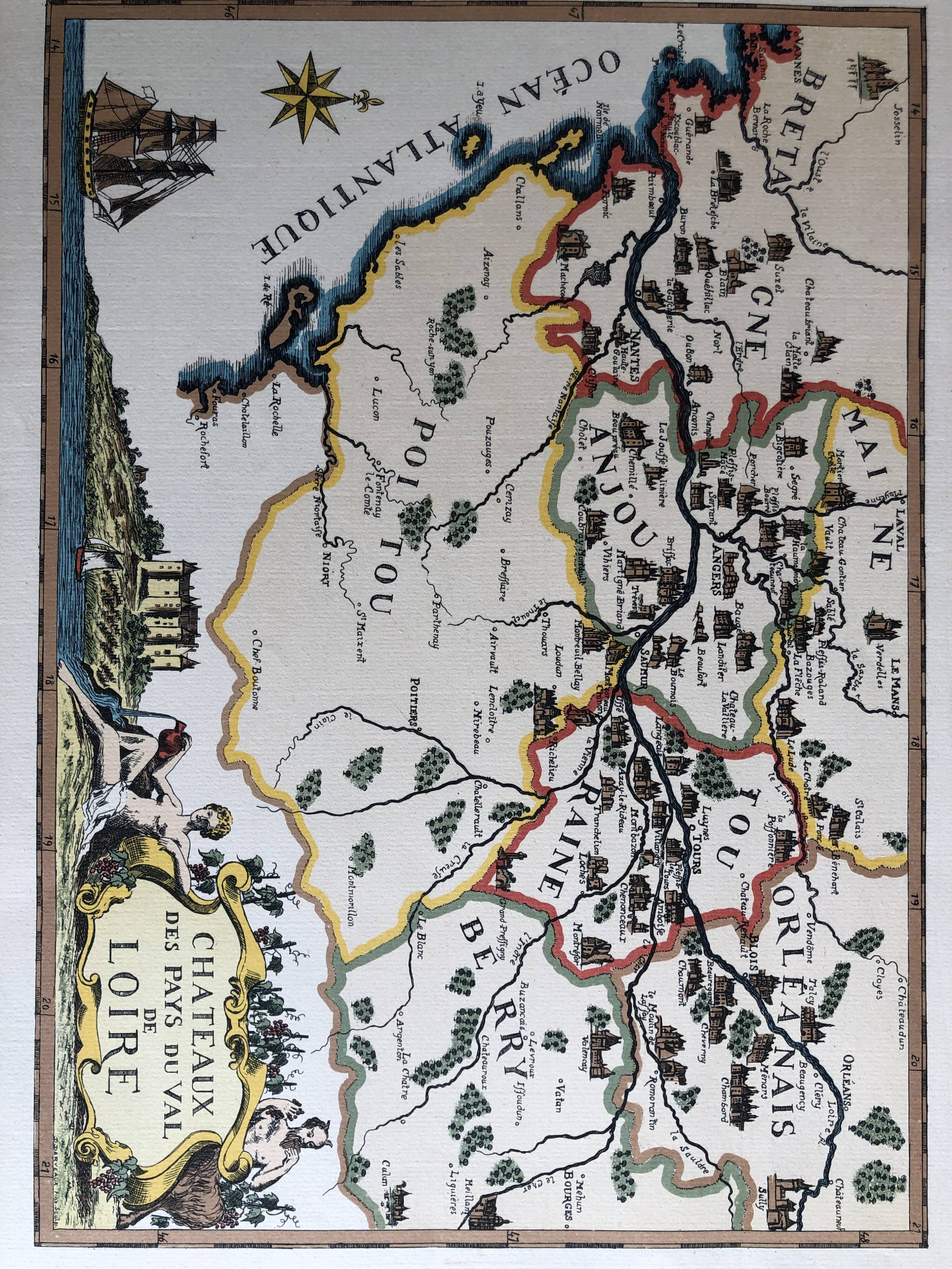 Ancient geographical map Pays du val de Loire
