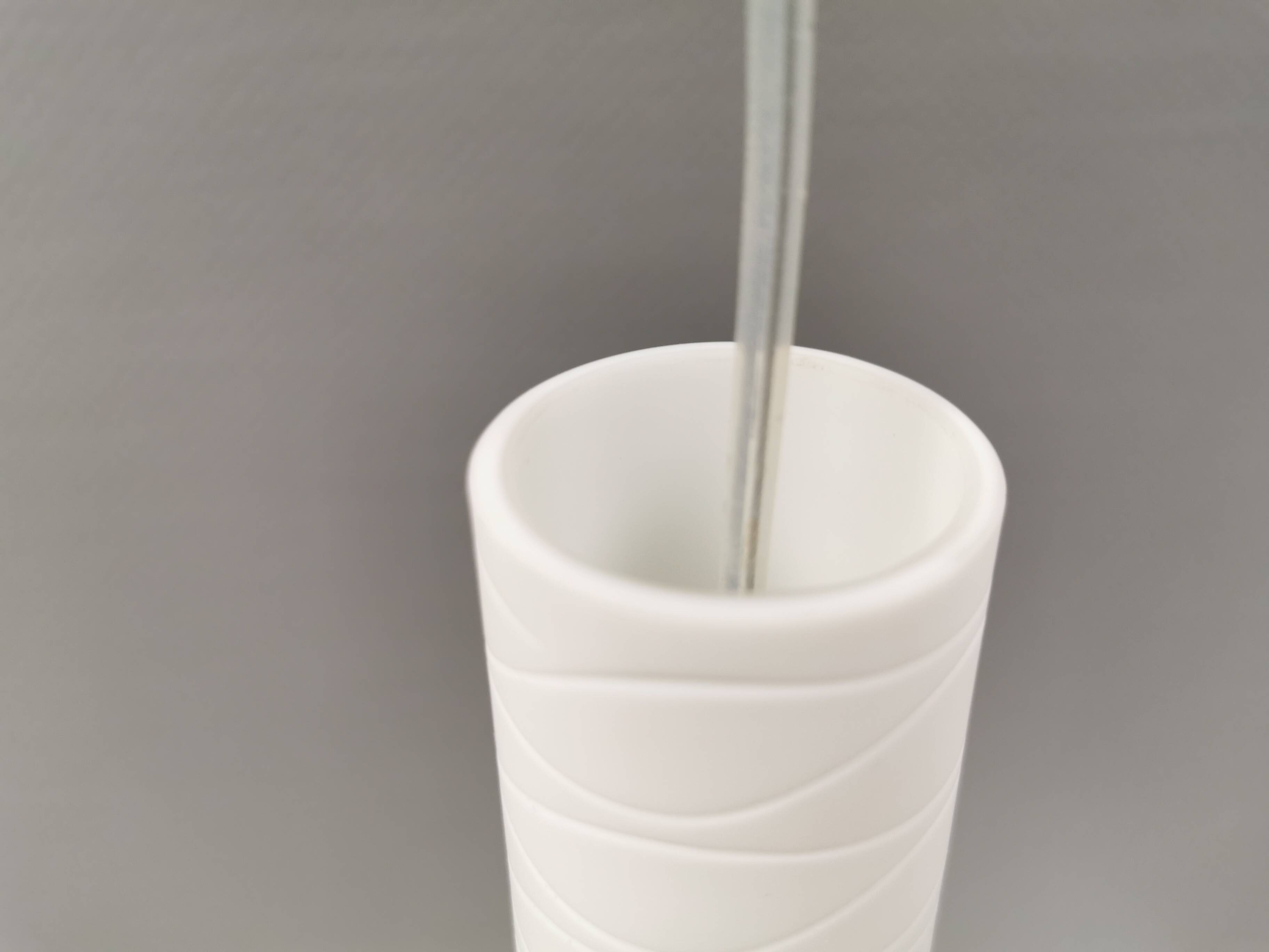 Hanging lamps in handmade/mouth-blown white Murano glass, Italy 1990s