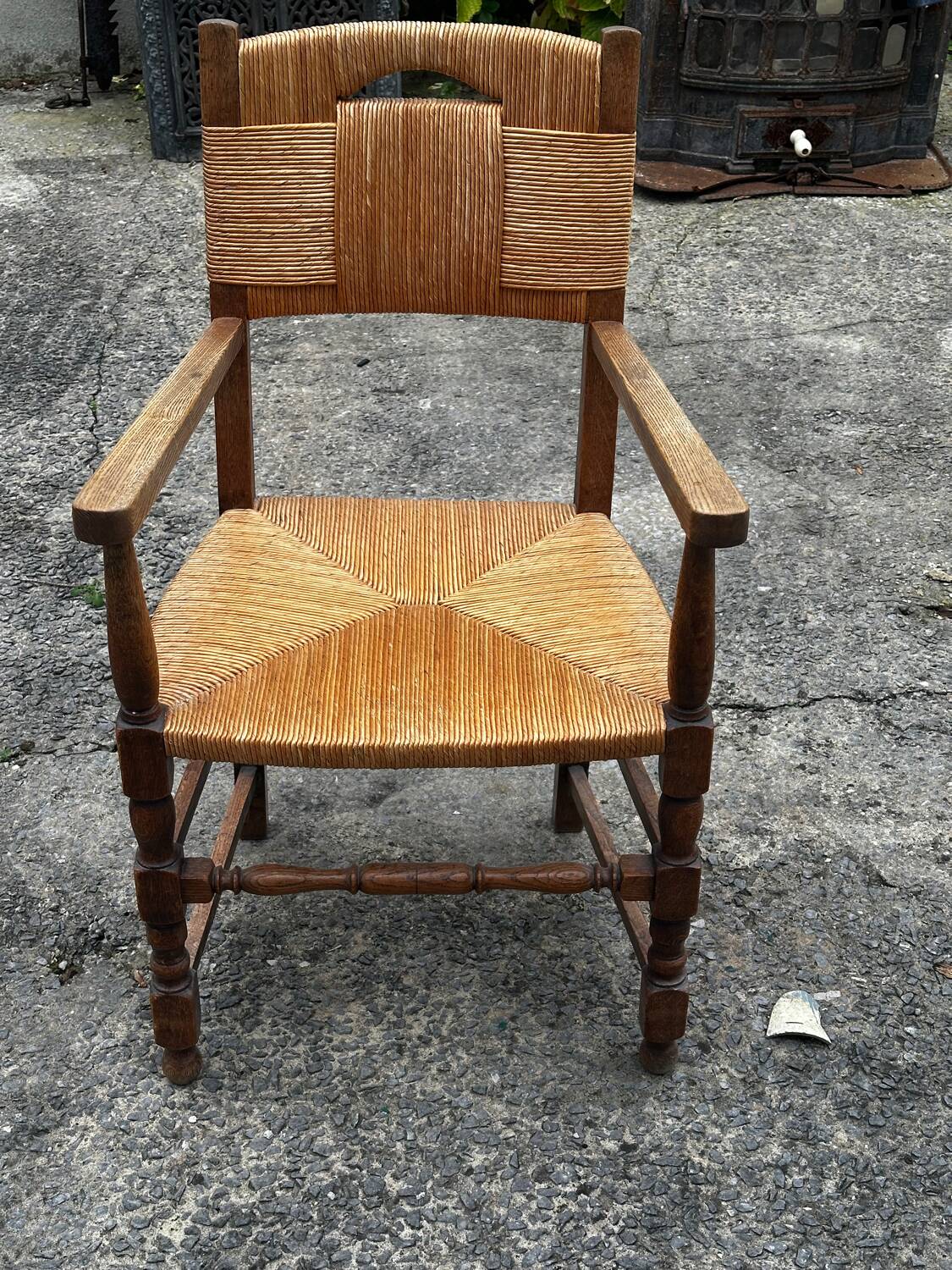 Set of 6 chairs and 2 armchairs, Brutalist style, 1950s
