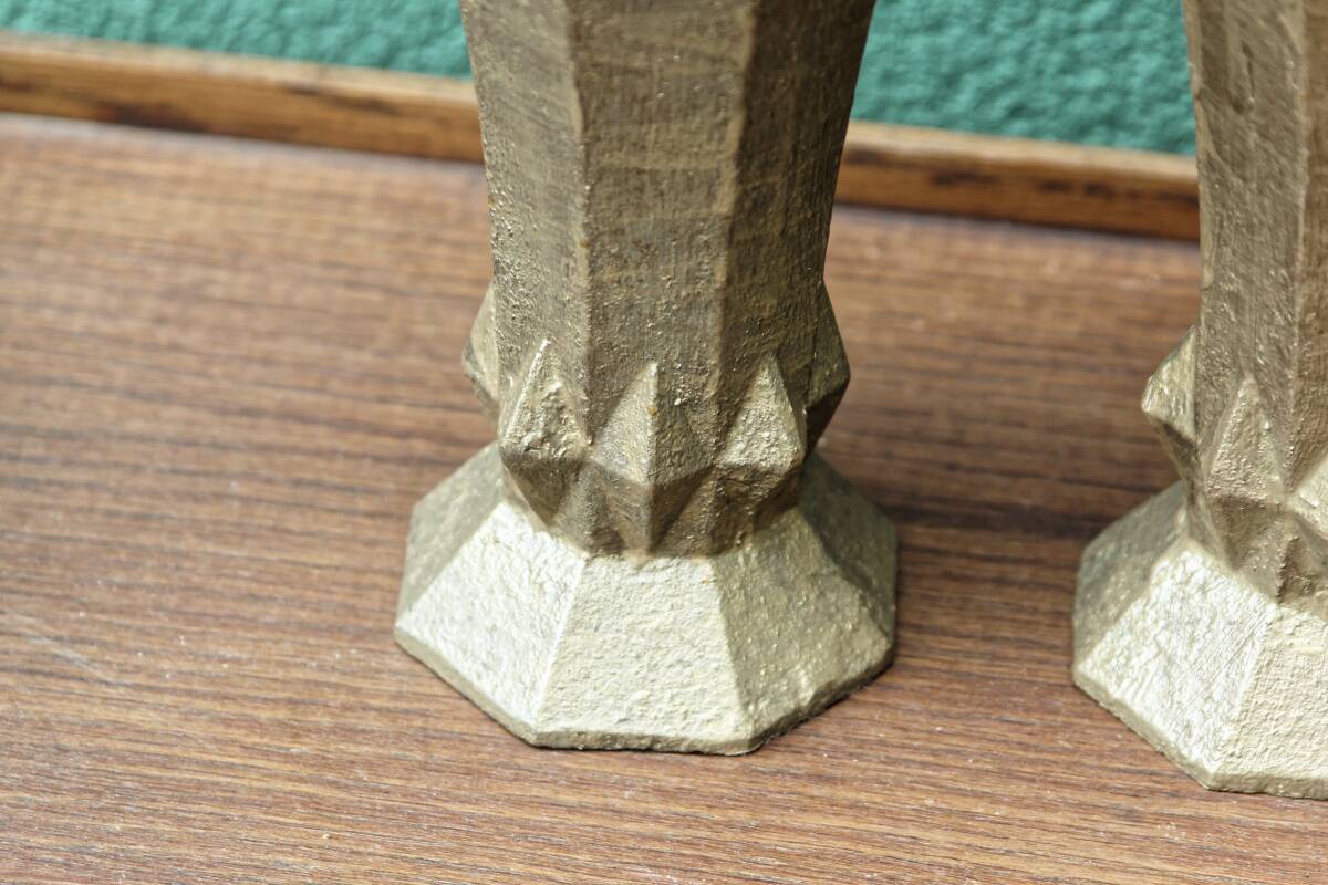 Pair of cast iron cone vases, art deco