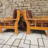 Pair of leather armchairs 1980