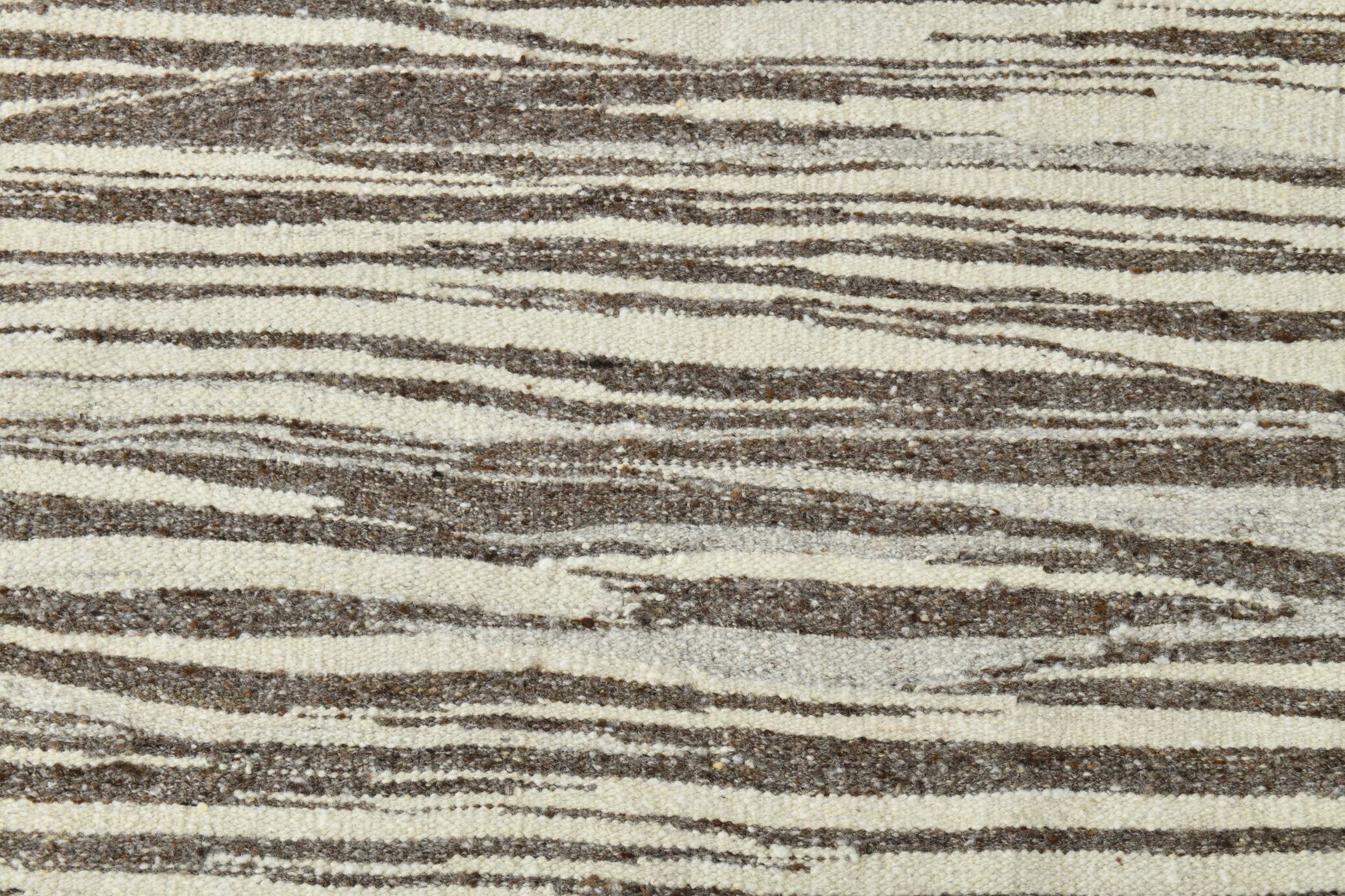 8x11 Kilim Beige and Faded Brown Distressed Handwoven Kilim Rug, 237x323 Cm