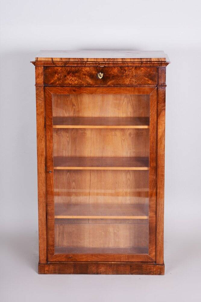 Biedermeier Display Bookcase, Walnut, Czech, 1830s