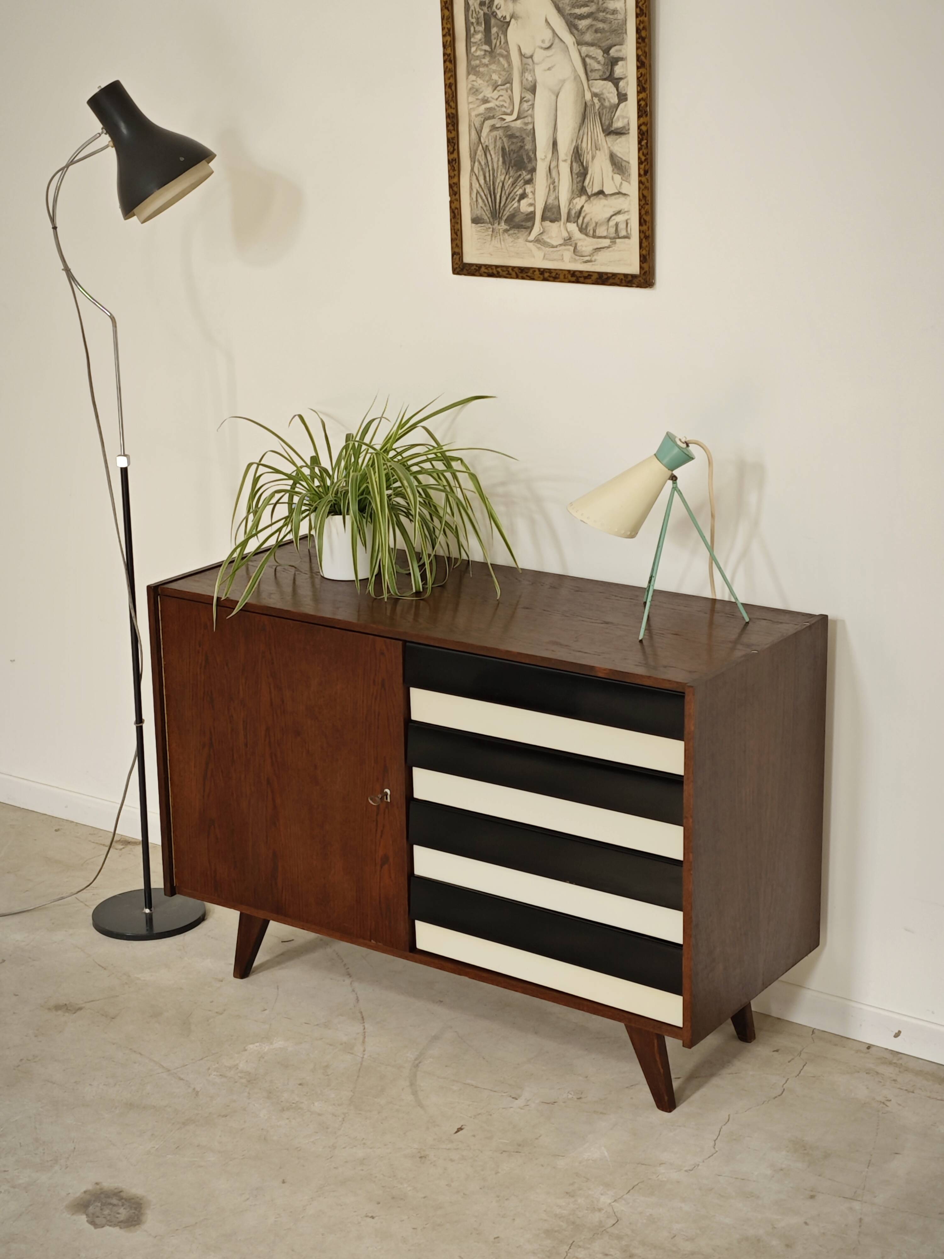 U 458 black and white sideboard by Jiri Jiroutek for Interier Praha, 1960