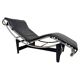 Vintage LC4 Chaise Longue by Le Corbusier in black leather