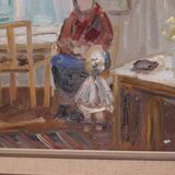 Original Swedish oil on canvas – “Figure in Interior” by Åke Wickström – vintage & framed – 57 × 66 cm