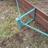 Pair of industrial benches from the 1950s/60s in iron and solid mahogany