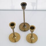Set of 3 scandinavian brass candlesticks 1960