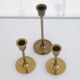 Set of 3 scandinavian brass candlesticks 1960