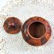Handmade wooden box brown copper polychrome vintage