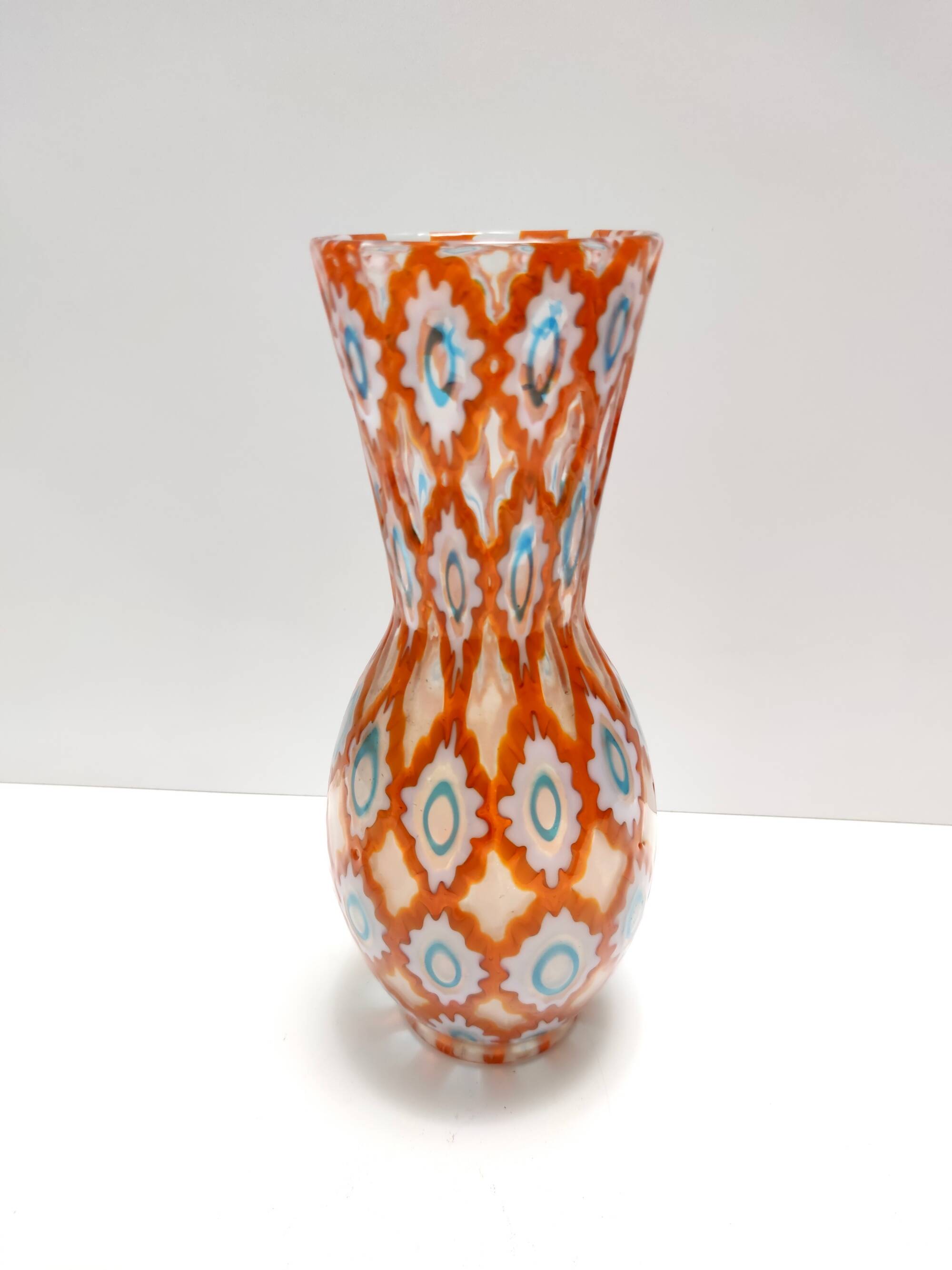 Rare Orange Murano Glass Vase by Ercole Barovier model "Rotellati", Italy