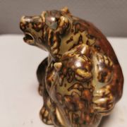 Two bear figurines from Danish Royal Copenhagen mid last century in sung glaze by Knud Kyhn (KK)