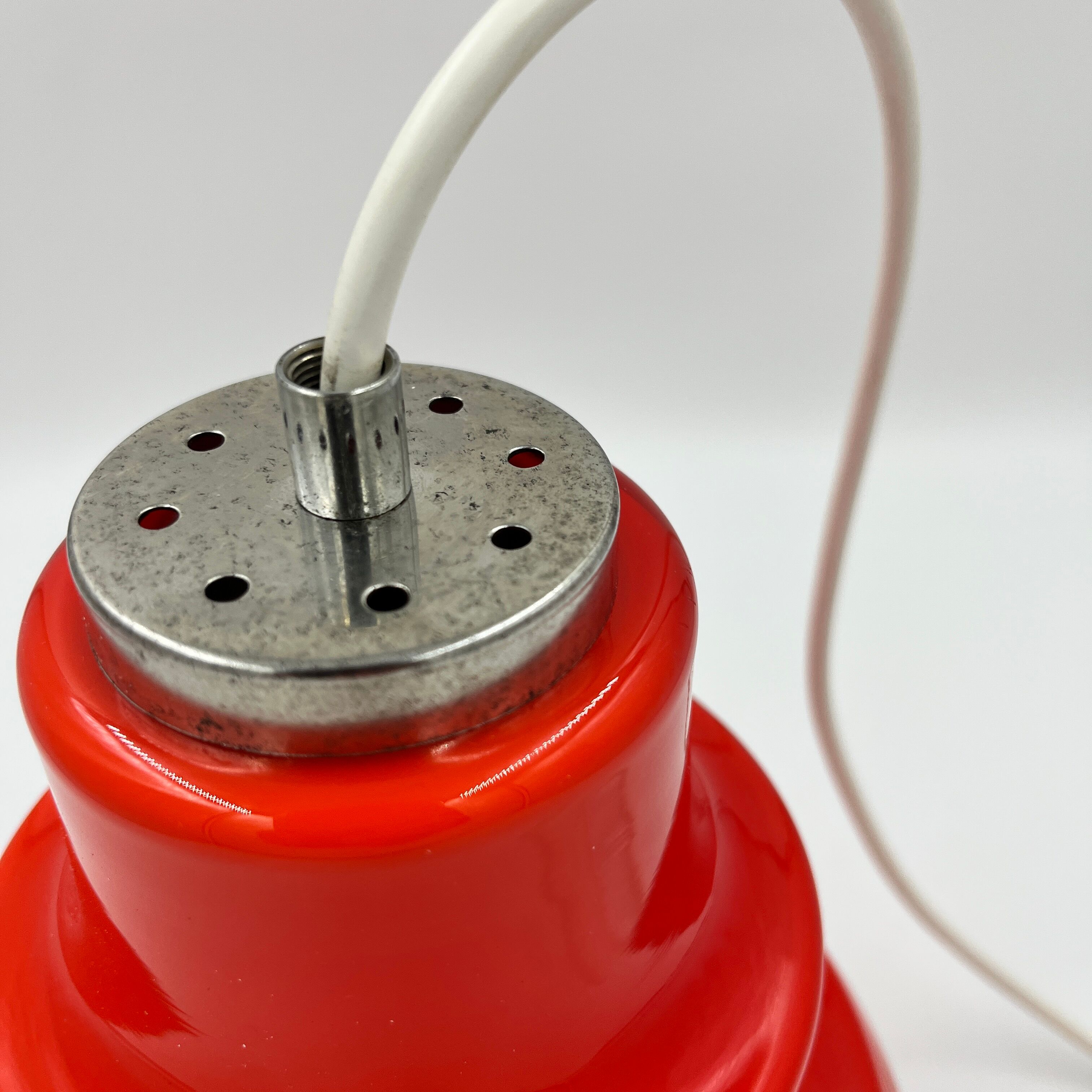 Orange opaline hanging lamp