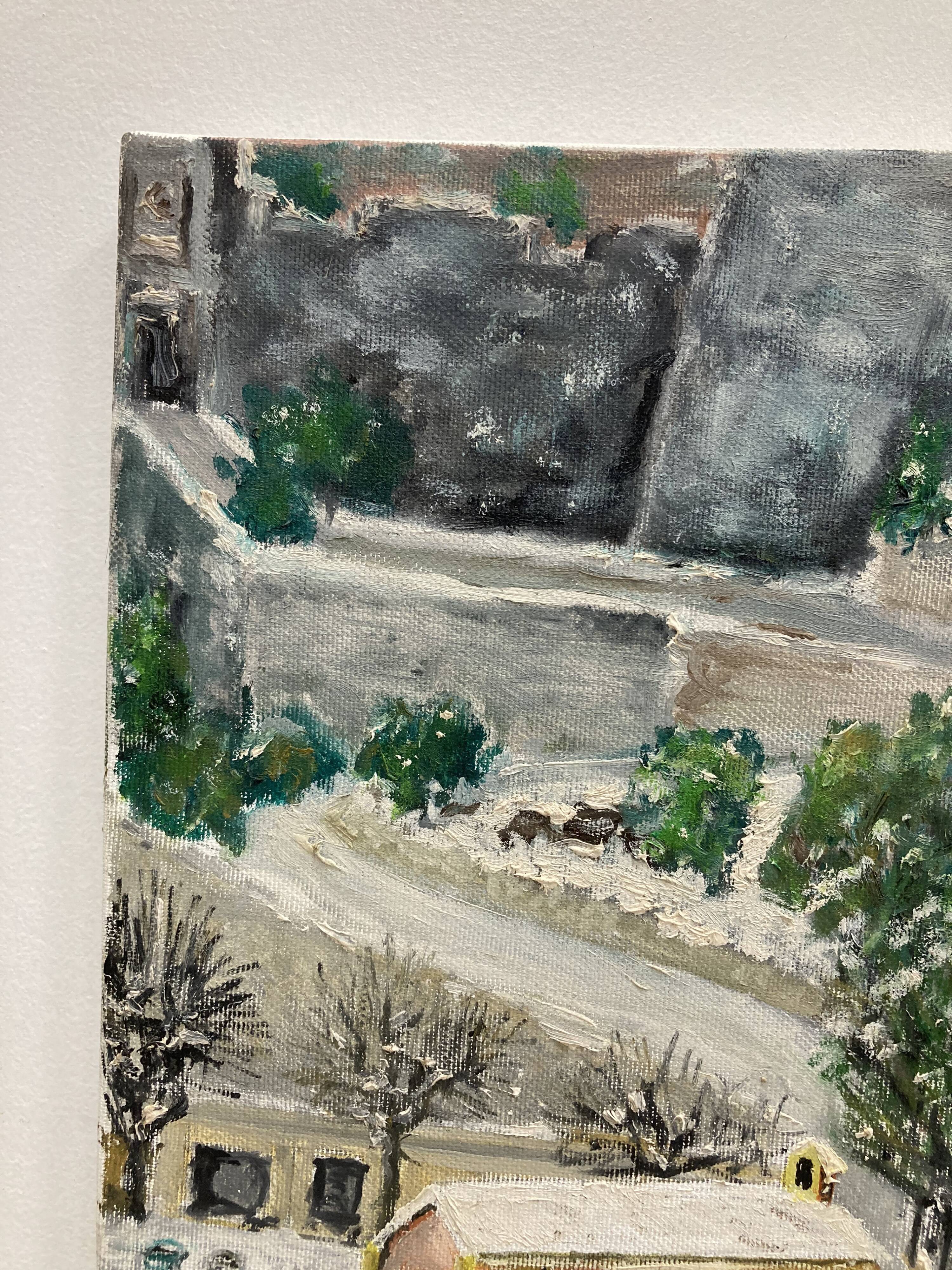 Painting on vintage canvas