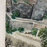 Painting on vintage canvas