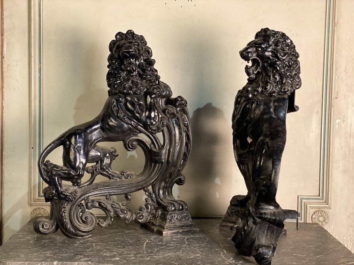 Pair of cast iron fire dogs