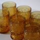 Set of 6 amber glasses, frosted effect, vintage French
