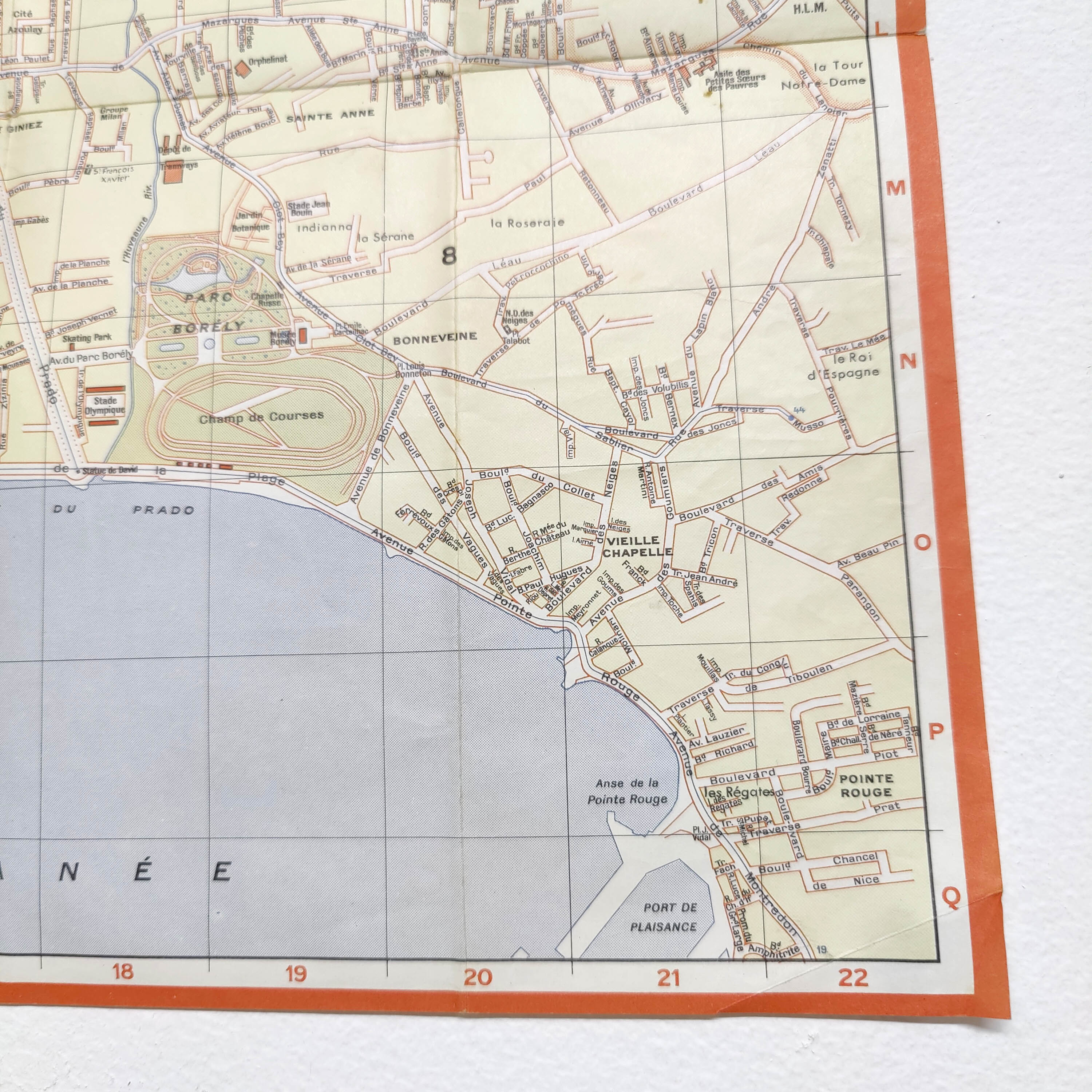 Vintage map of Marseille 1970