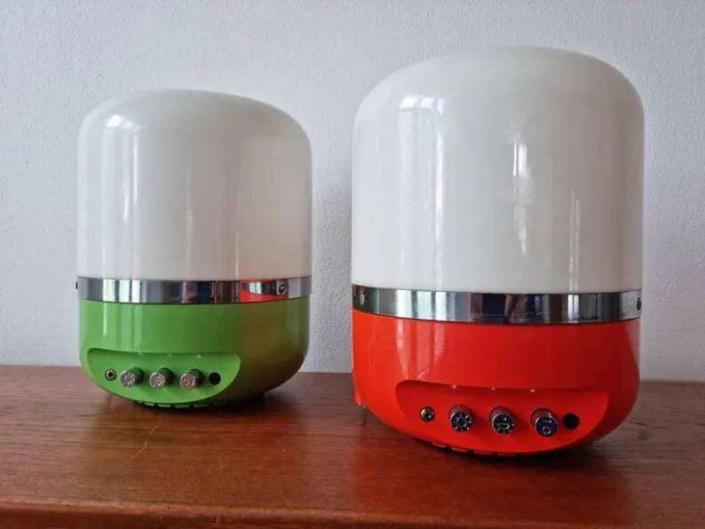 Set of Two Midcentury Table Lamps, Space Age, Adriano Rampoldi, Italy, 1970s
